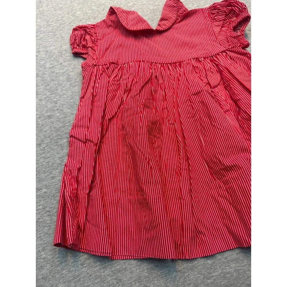 Vintage 80s Clicastro & Co Red Pinstripe Baby Dress Bloomers Set 12-18M USA
